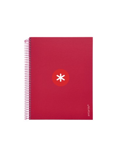 Cuaderno espiral a4 micro antartik tapa forrada 120h 100 gr cuadro 5mm 5 bandas 4 taladros color frambuesa