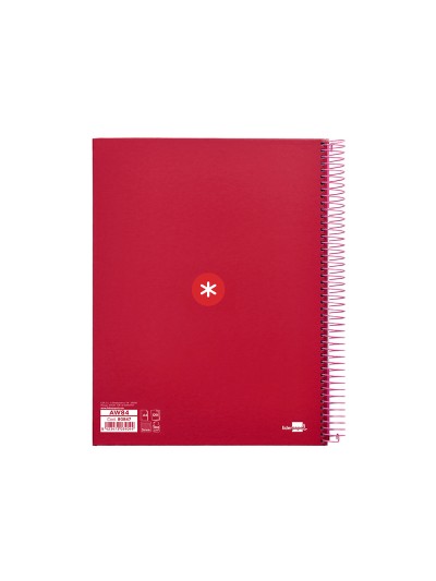Cuaderno espiral a4 micro antartik tapa forrada 120h 100 gr cuadro 5mm 5 bandas 4 taladros color frambuesa