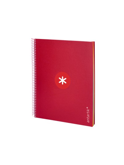 Cuaderno espiral a4 micro antartik tapa forrada 120h 100 gr cuadro 5mm 5 bandas 4 taladros color frambuesa