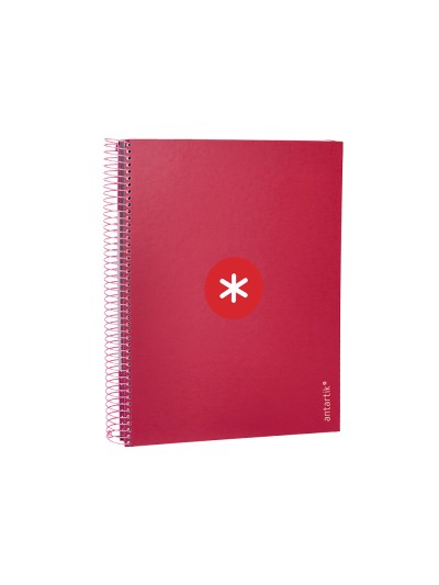 Cuaderno espiral a4 micro antartik tapa forrada 120h 100 gr cuadro 5mm 5 bandas 4 taladros color frambuesa