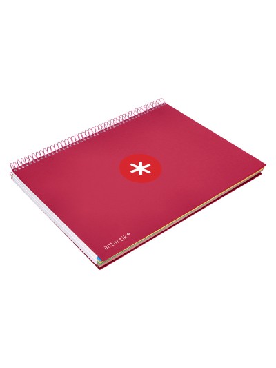Cuaderno espiral a4 micro antartik tapa forrada 120h 100 gr cuadro 5mm 5 bandas 4 taladros color frambuesa