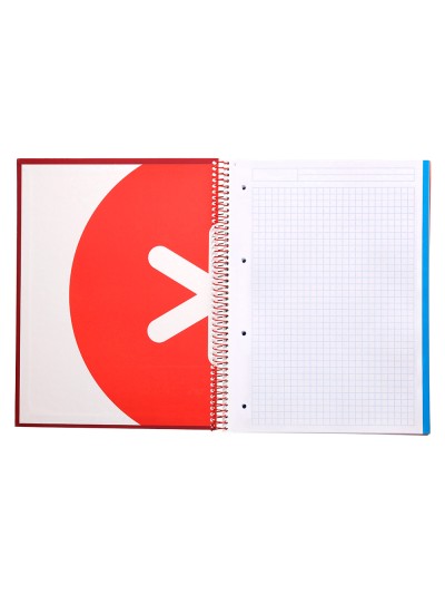 Cuaderno espiral a4 micro antartik tapa forrada 120h 100 gr cuadro 5mm 5 bandas 4 taladros color frambuesa