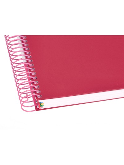 Cuaderno espiral a4 micro antartik tapa forrada 120h 100 gr cuadro 5mm 5 bandas 4 taladros color frambuesa