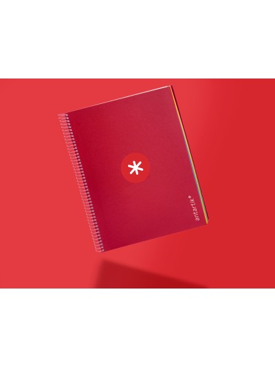 Cuaderno espiral a4 micro antartik tapa forrada 120h 100 gr cuadro 5mm 5 bandas 4 taladros color frambuesa