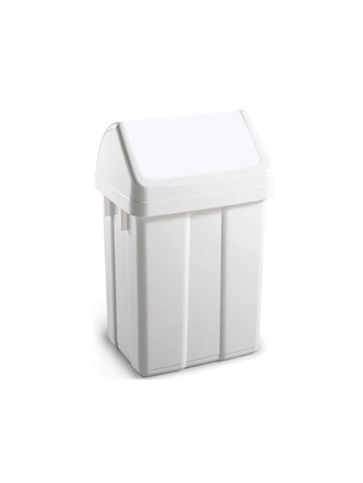 Papelera contenedor tts plastico con tapadera max 12 litros blanca 400x230x200 mm