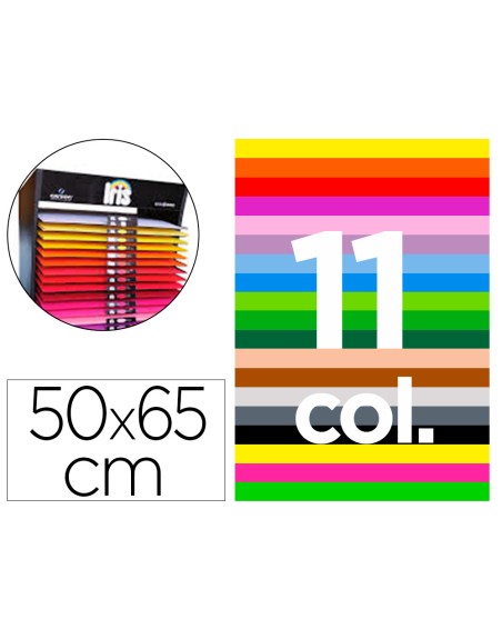 Cartulina guarro 50x65 cm contenido /'d/' 25 hojas x 11 colores 185 gr