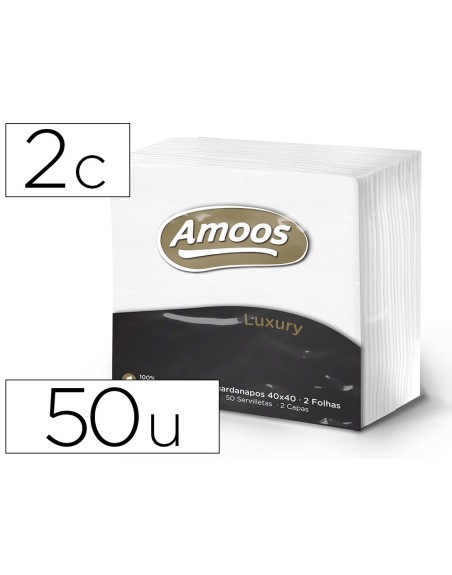 Servilleta celulosa amoos luxury 40x40 cm 2 capas paquete de 50 unidades