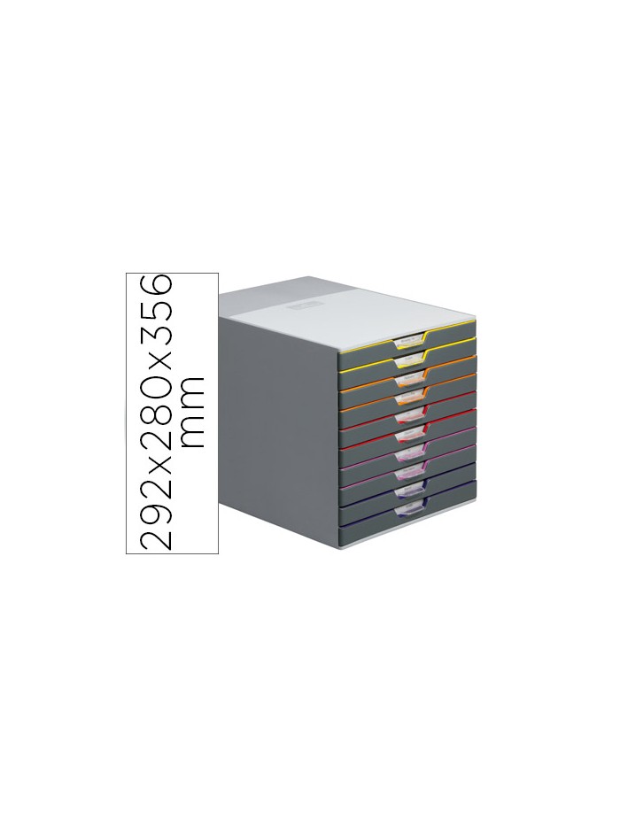 Fichero cajones de sobremesa durable varicolor apilables 10 cajones plastico 292x280x356 mm Fichero cajones de sobremesa durable varicolor apilables 10 cajones plastico 292x280x356 mm