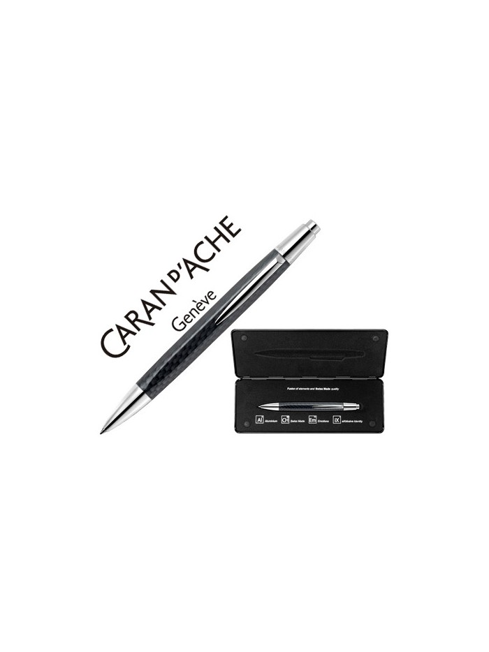 Boligrafo caran d'ache alchemix cuerpo fibra de carbono adornos cromados brillante con estuche punta Boligrafo caran d'ache alchemix cuerpo fibra de carbono adornos cromados brillante con estuche punta