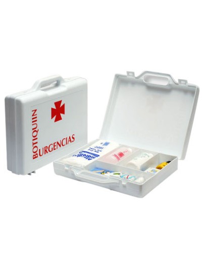 Botiquin polipropileno con material para primeros auxilios forma de maletin 270x230x70 mm