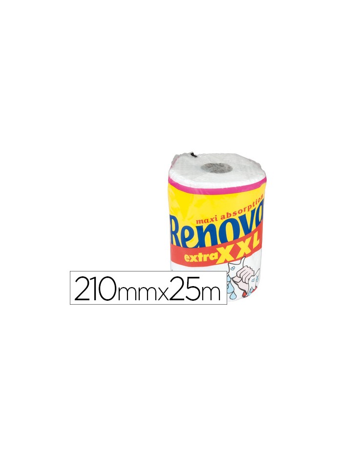 Papel de cocina renova jumbo ultra absorbente 42g/m2 ancho 210mm largo 25m Papel de cocina renova jumbo ultra absorbente 42g/m2 ancho 210mm largo 25m