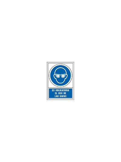 Pictograma syssa señal de obligacion es obligatorio el uso de las gafas en pvc 245x345 mm