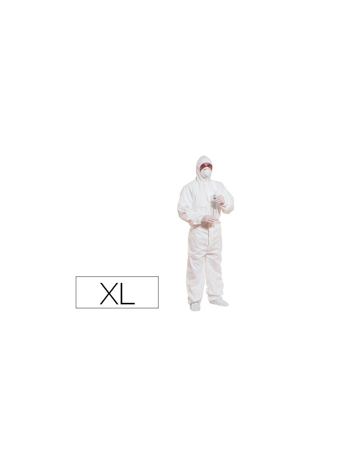 Traje de seguridad deltaplus polipropileno con capucha de un solo uso color blanco talla xl Traje de seguridad deltaplus polipropileno con capucha de un solo uso color blanco talla xl