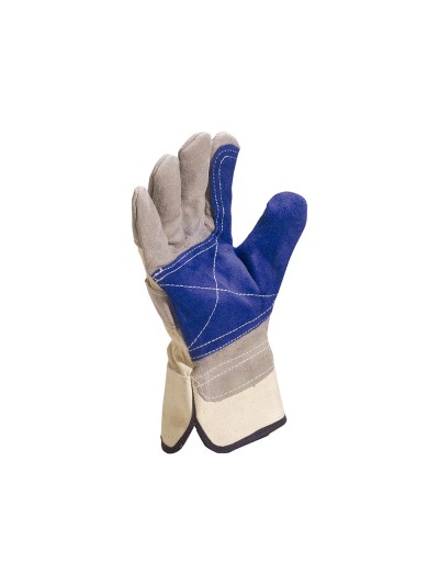 Guantes deltaplus docker serraje vacuno reforzado ideal para trabajos intensivo color gris-azul talla 10