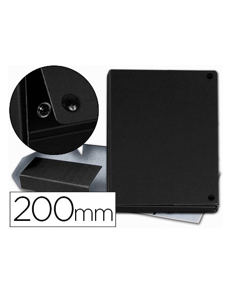Carpeta proyectos pardo folio lomo 200 mm carton forrado negro con broche