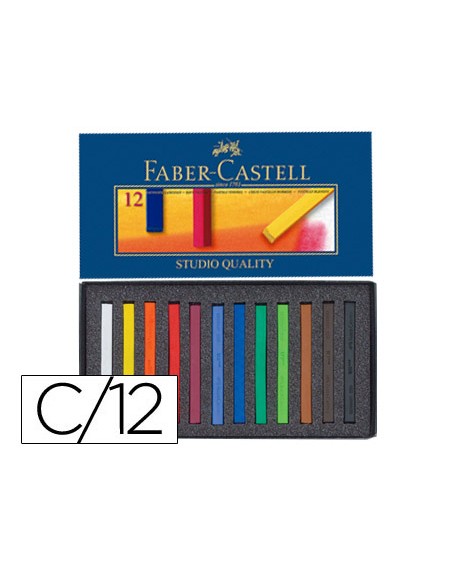 Tiza pastel faber castell estuche carton de 12 unidades colores surtidos