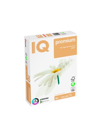 Papel fotocopiadora iq premium din a3 80 gramos paquete de 500 hojas