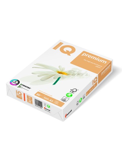 Papel fotocopiadora iq premium din a3 80 gramos paquete de 500 hojas