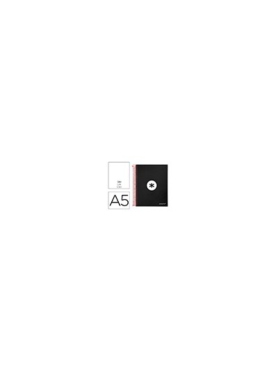 Cuaderno espiral a5 micro antartik tapa forrada 120h 90g liso con bandas 6 taladros color negro
