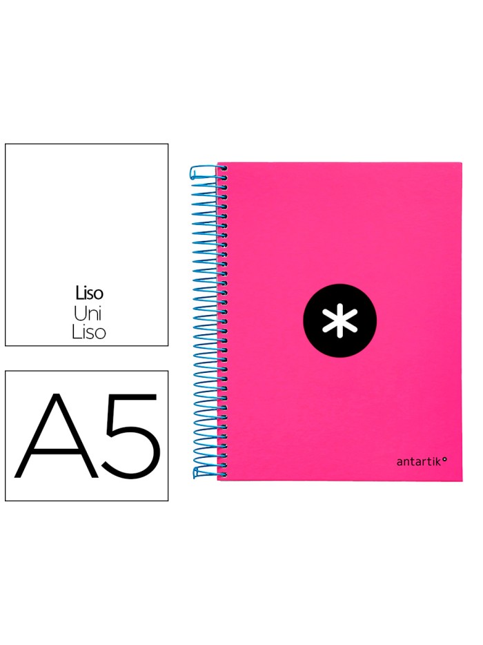Cuaderno espiral a5 micro antartik tapa forrada 120h 90 gr liso con bandas 6 taladros color rosa fluor Cuaderno espiral a5 micro antartik tapa forrada 120h 90 gr liso con bandas 6 taladros color rosa fluor