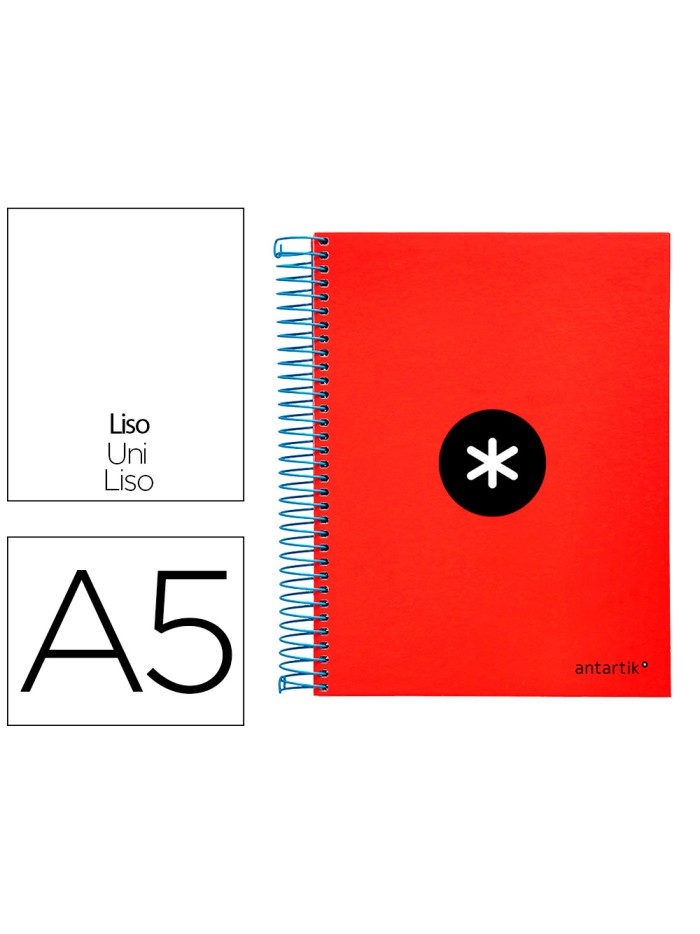 Cuaderno espiral a5 micro antartik tapa forrada 120h 90g liso con bandas 6 taladros color rojo Cuaderno espiral a5 micro antartik tapa forrada 120h 90g liso con bandas 6 taladros color rojo