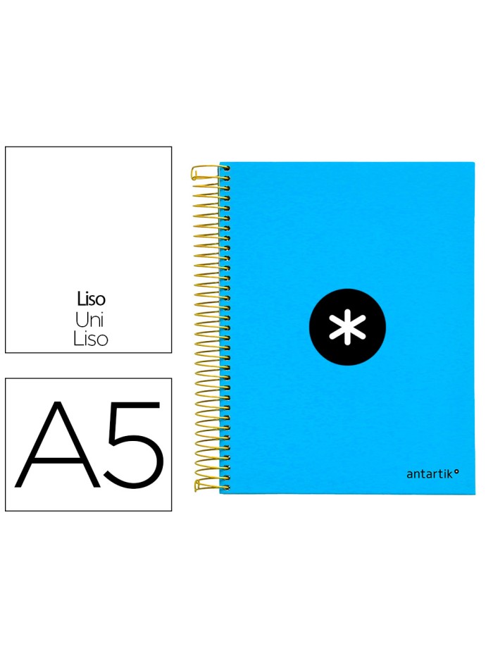 Cuaderno espiral a5 micro antartik tapa forrada 120h 90g liso con bandas 6 taladros color azul Cuaderno espiral a5 micro antartik tapa forrada 120h 90g liso con bandas 6 taladros color azul