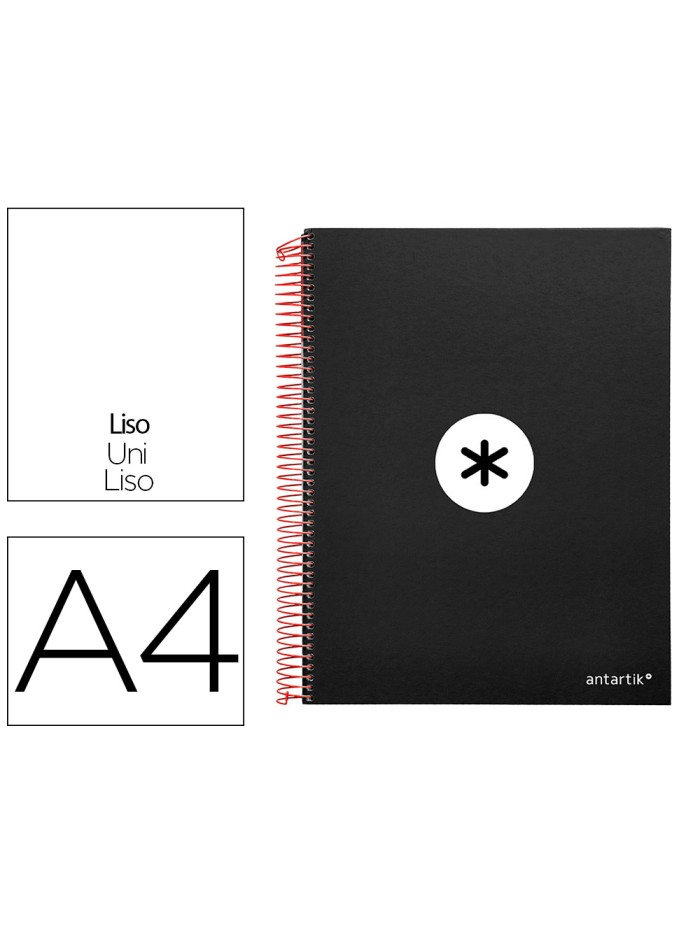 Cuaderno espiral a4 micro antartik tapa forrada 120h 90 gr liso con bandas 4 taladros color negro Cuaderno espiral a4 micro antartik tapa forrada 120h 90 gr liso con bandas 4 taladros color negro
