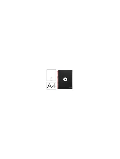 Cuaderno espiral a4 micro antartik tapa forrada 120h 90 gr liso con bandas 4 taladros color negro