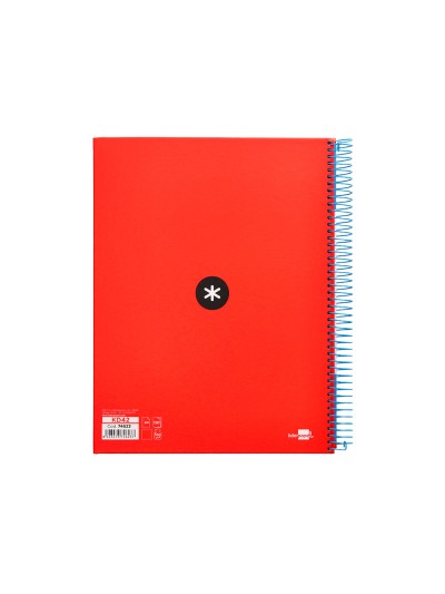 Cuaderno espiral a4 micro antartik tapa forrada 120h 90 gr liso con bandas 4 taladros color rojo