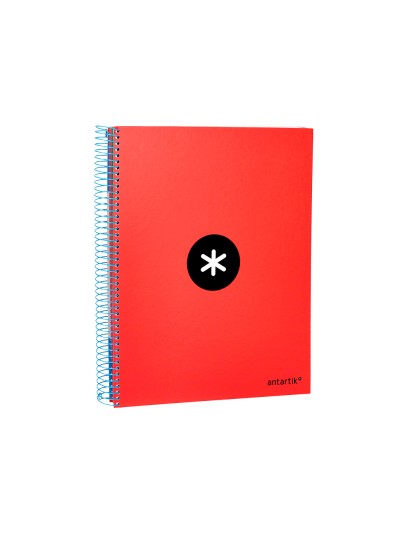 Cuaderno espiral a4 micro antartik tapa forrada 120h 90 gr liso con bandas 4 taladros color rojo