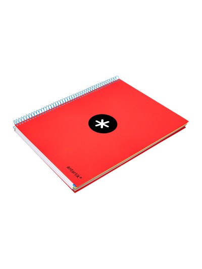 Cuaderno espiral a4 micro antartik tapa forrada 120h 90 gr liso con bandas 4 taladros color rojo