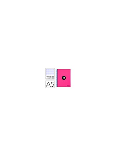 Cuaderno espiral a5 micro antartik tapa forrada 120h 90 gr cuadro 5mm 5 banda s 6 taladros color rosa