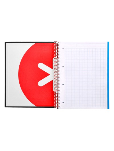 Cuaderno espiral a4 micro antartik tapa forrada 120h 90 gr cuadro 5mm 5 bandas 4 taladros color negro