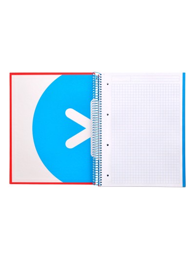Cuaderno espiral a4 micro antartik tapa forrada 120h 90 gr cuadro 5mm 5 bandas 4 taladros color rojo