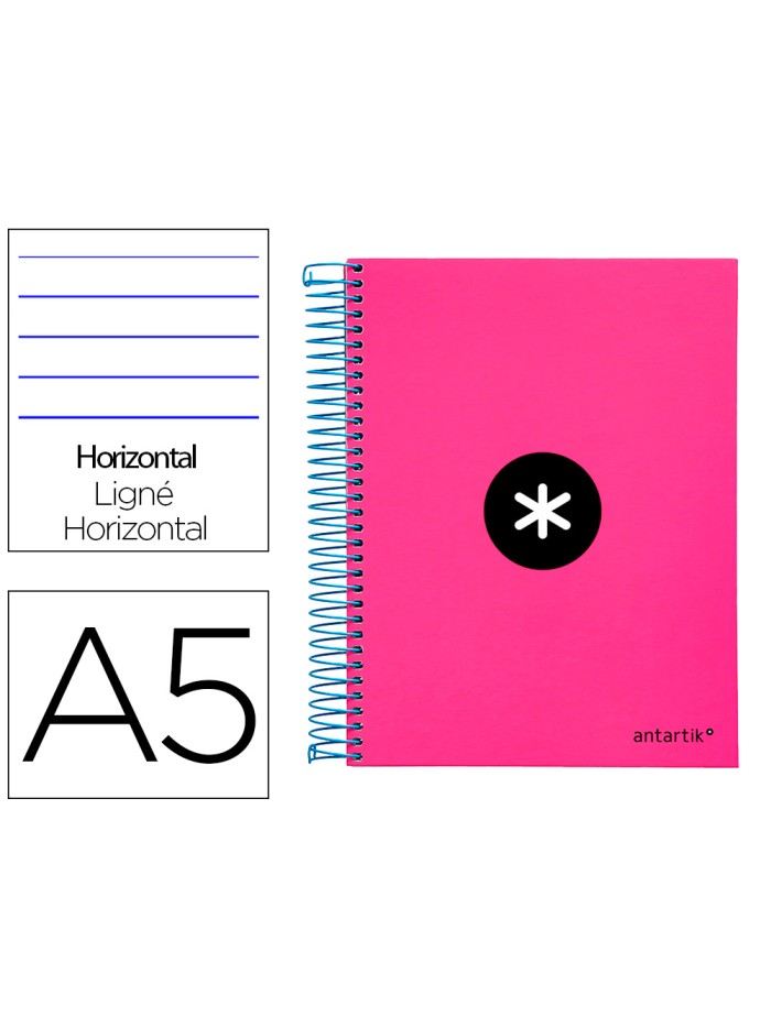 Cuaderno espiral a5 micro antartik tapa forrada 120h 100 gr horizontal 5 bandas 6 taladros color rosa Cuaderno espiral a5 micro antartik tapa forrada 120h 100 gr horizontal 5 bandas 6 taladros color rosa
