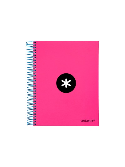 Cuaderno espiral a5 micro antartik tapa forrada 120h 100 gr horizontal 5 bandas 6 taladros color rosa