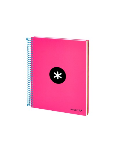 Cuaderno espiral a5 micro antartik tapa forrada 120h 100 gr horizontal 5 bandas 6 taladros color rosa
