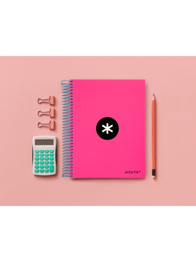 Cuaderno espiral a5 micro antartik tapa forrada 120h 100 gr horizontal 5 bandas 6 taladros color rosa