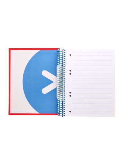 Cuaderno espiral a5 micro antartik tapa forrada 120h 90 gr horizontal 5 bandas 6 taladros color rojo