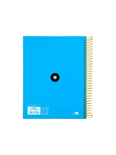 Cuaderno espiral a5 micro antartik tapa forrada 120h 100 gr horizontal 5 bandas 6 taladros color azul
