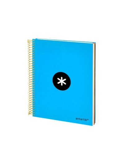 Cuaderno espiral a5 micro antartik tapa forrada 120h 100 gr horizontal 5 bandas 6 taladros color azul