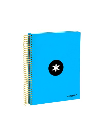 Cuaderno espiral a5 micro antartik tapa forrada 120h 100 gr horizontal 5 bandas 6 taladros color azul