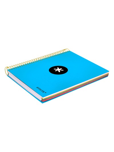 Cuaderno espiral a5 micro antartik tapa forrada 120h 100 gr horizontal 5 bandas 6 taladros color azul