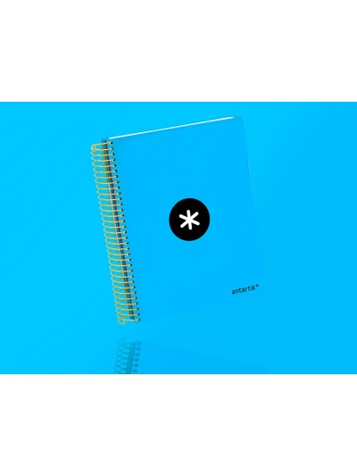Cuaderno espiral a5 micro antartik tapa forrada 120h 100 gr horizontal 5 bandas 6 taladros color azul