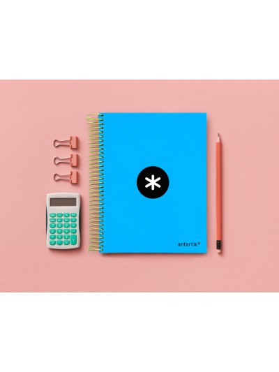 Cuaderno espiral a5 micro antartik tapa forrada 120h 100 gr horizontal 5 bandas 6 taladros color azul