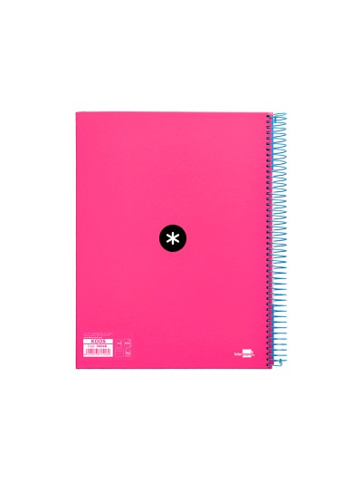 Cuaderno espiral a4 micro antartik tapa forrada 120h 90 gr horizontal 5 bandas 4 taladros color rosa