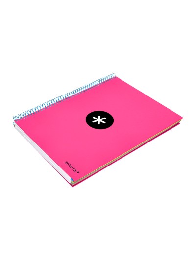 Cuaderno espiral a4 micro antartik tapa forrada 120h 90 gr horizontal 5 bandas 4 taladros color rosa