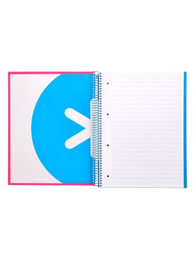 Cuaderno espiral a4 micro antartik tapa forrada 120h 90 gr horizontal 5 bandas 4 taladros color rosa