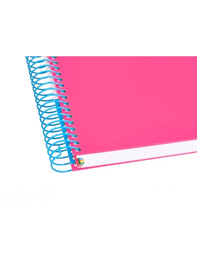 Cuaderno espiral a4 micro antartik tapa forrada 120h 90 gr horizontal 5 bandas 4 taladros color rosa