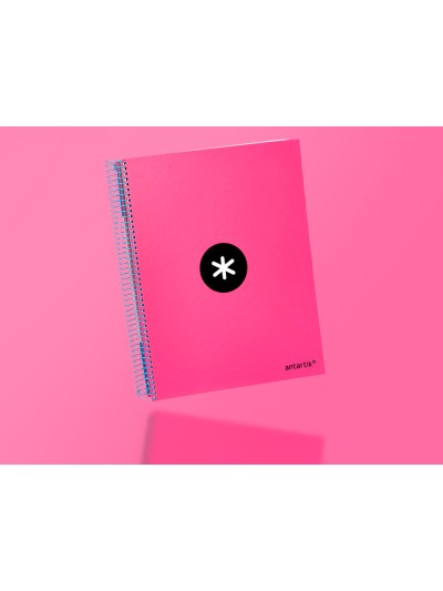 Cuaderno espiral a4 micro antartik tapa forrada 120h 90 gr horizontal 5 bandas 4 taladros color rosa